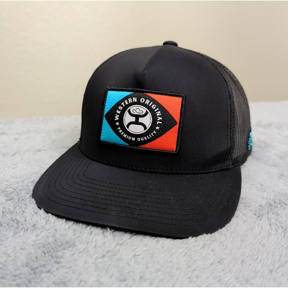 HOOEY Snapback Trucker Hat Cap Western Original OSFM Black Mesh Back EUC